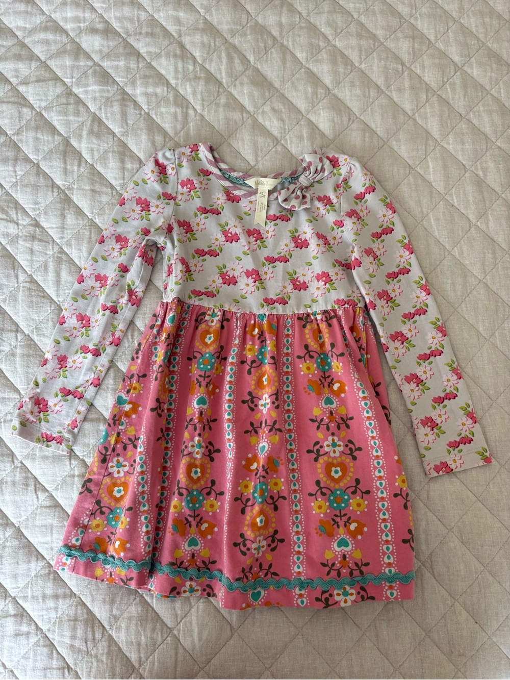 Matilda Jane Pink Floral Mixed-Print Long Sleeve Dress